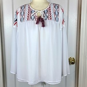 White Embroidered Women's Top